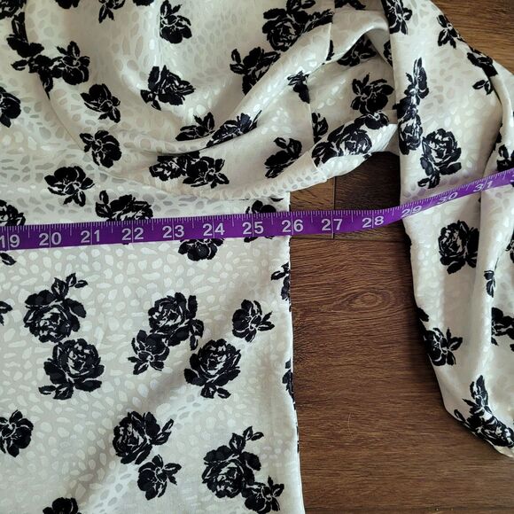 Lane Bryant Blouse Size 16 Button Up Black White Floral Balloon Sleeve Boho Top - Picture 14 of 16